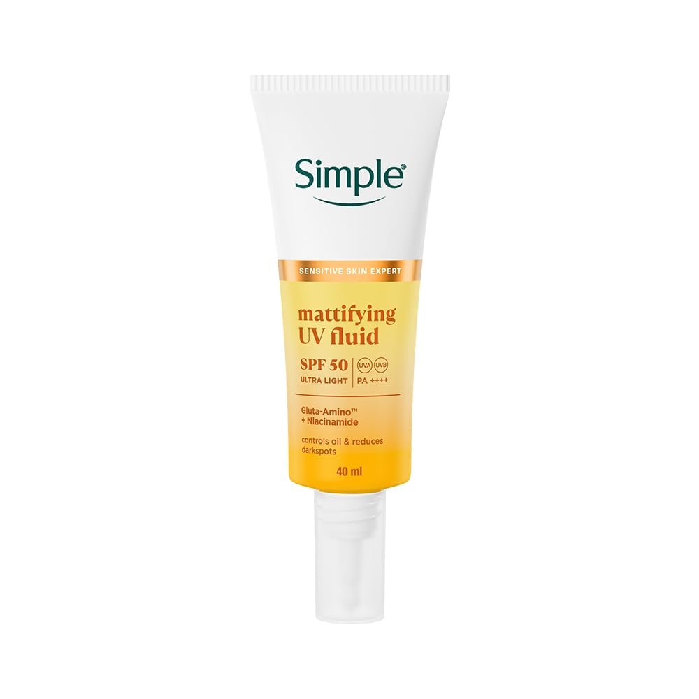 Simple Mattifying UV Fluid |SPF 50 PA++++ | With Niacinamide & GlutaAmino Technology| Sunscreen for Oily Skin & Dark Spots |40ml thumbnail
