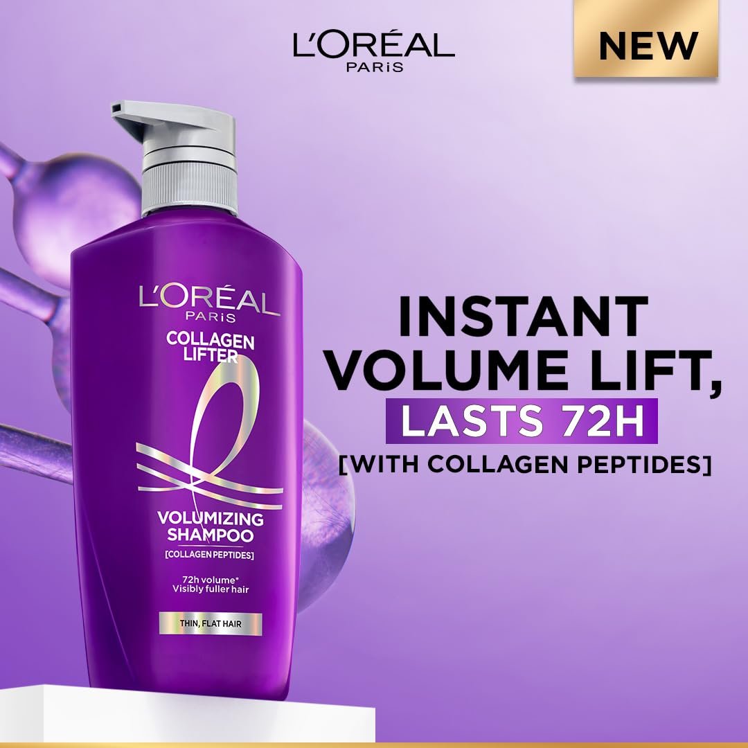 L'Oréal Paris Collagen Lifter Volumizing Shampoo with Collagen Peptides for thin, flat hair, gives instant volume lift & thicker, fuller hair, 800ml thumbnail