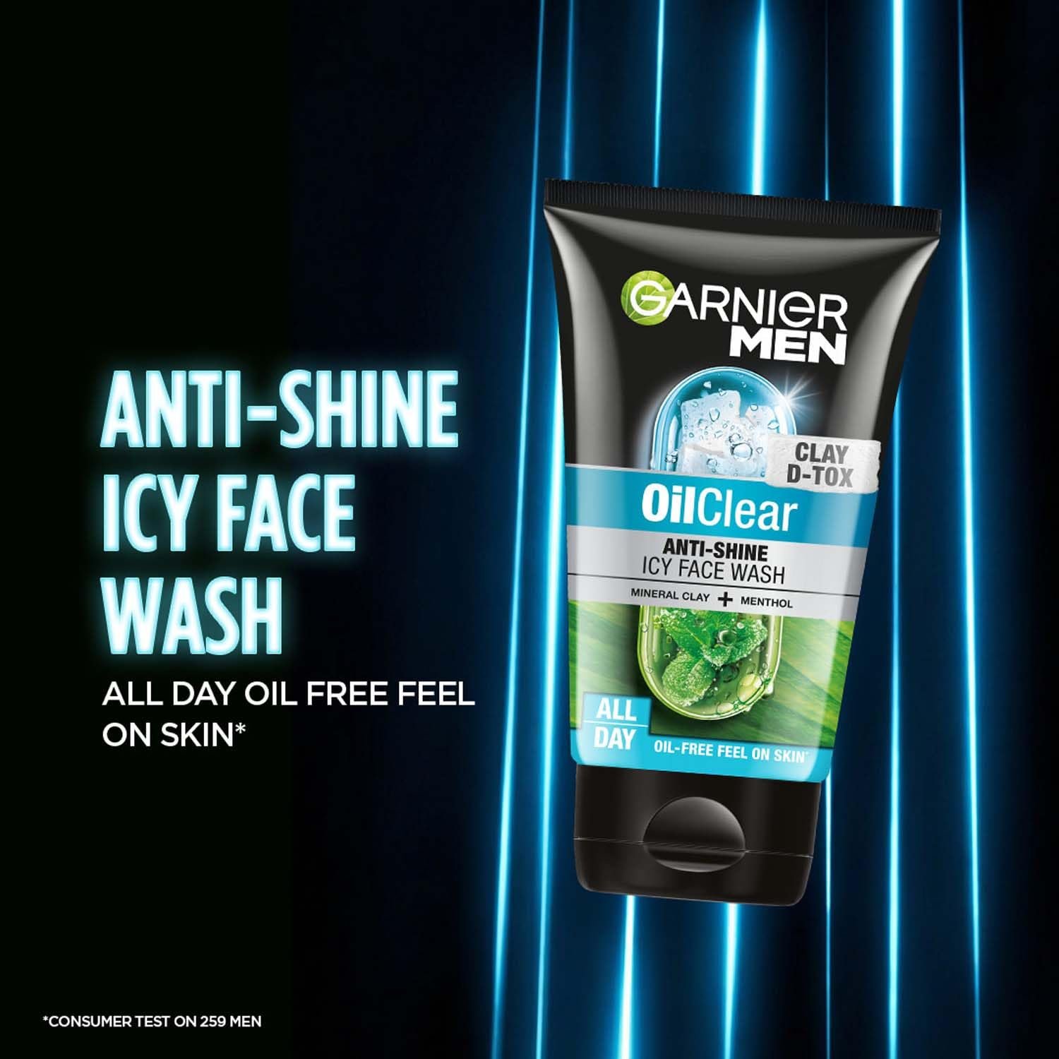 Garnier Men Oil Clear Clay D-Tox Deep Cleansing Icy Face Wash, 100gm thumbnail