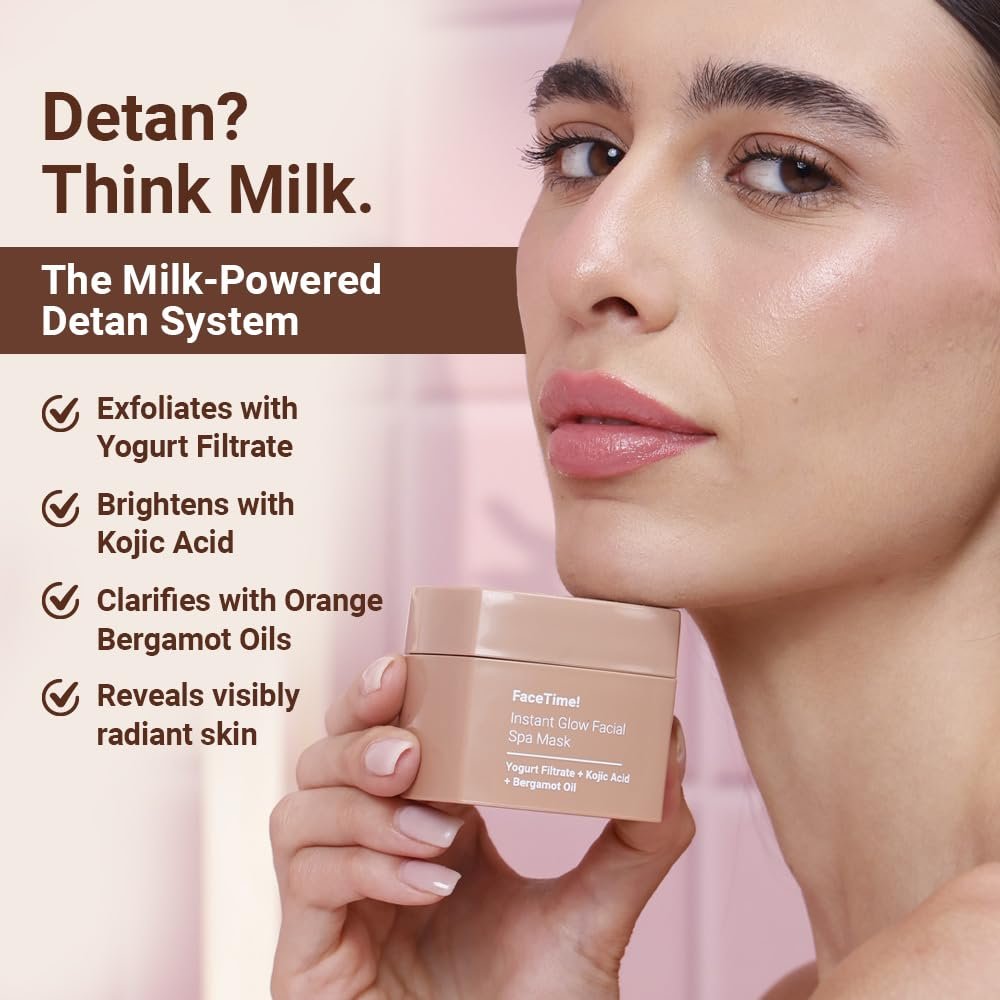 Be Neude FaceTime Instant Brightening Glow Face Mask 50ml – De-Tan Milk Face Pack with Yogurt Filtrate, Orange Oil & Kojic Acid for Glowing Skin, Blackhead Removal, Anti-Pigmentation thumbnail
