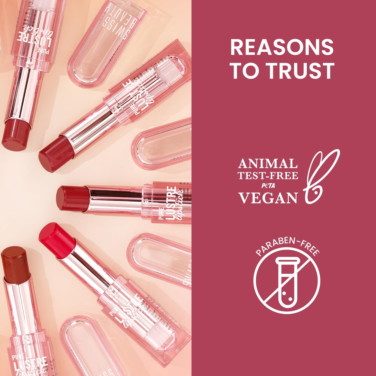 Swiss Beauty Pure Lustre Lipstick | High Shine Finish | Smooth Glide | With Olive Oil & Vitamin E | Hydrating | Shade- Twisted Caramel, 3.8gm thumbnail