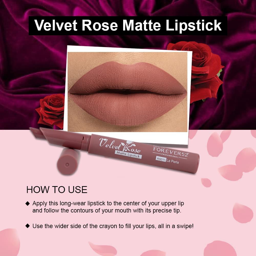Daily Life Forever52 Velvet Rose Matte Long-Lasting Crayon Lipstick (Enriched With Rose Oil) - Hydrating Bold Lip Color With Silky Finish Look -La Perla | Pinks thumbnail