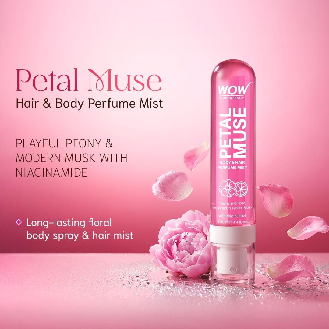 WOW Skin Science Petal Muse Body & Hair Perfume Mist for Women | Feminine Floral Rose Musk with Niacinamide | 100ML thumbnail