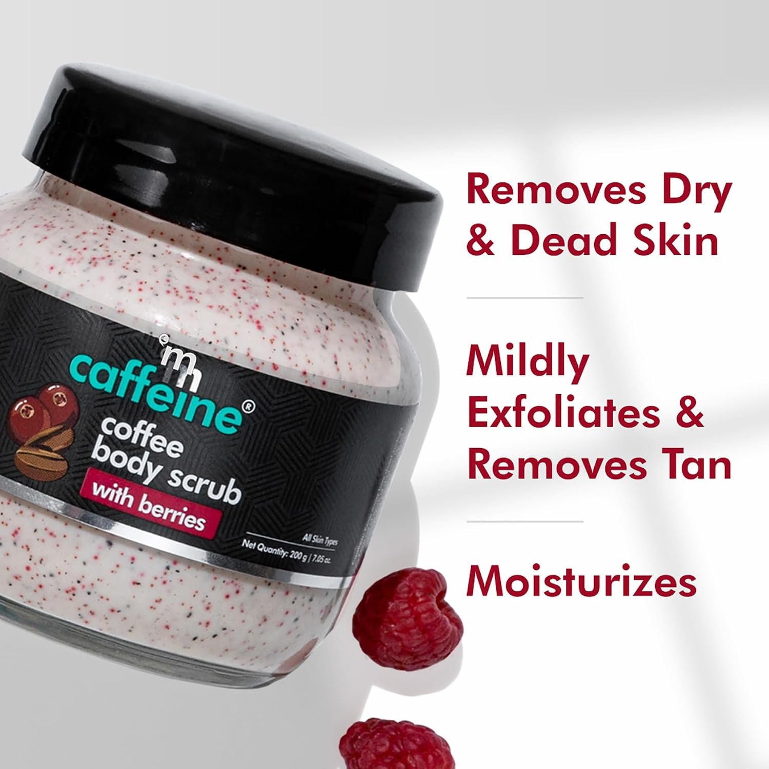 mCaffeine Berries & Coffee Body Scrub for Tan Removal | Creamy Body Scrub for Dry Skin | Exfoliating Scrub for Body for both Women and Men - 200gm thumbnail