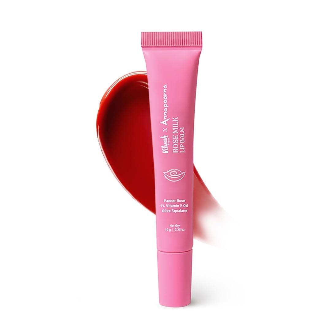 Vilvah X Annapoorna Rose Milk Lip Balm | Pink Tint, Moisturization for Dry, Chapped & Pigmented Lips | With Paneer Rose Extract, 1% Vitamin E & Olive Squalane |