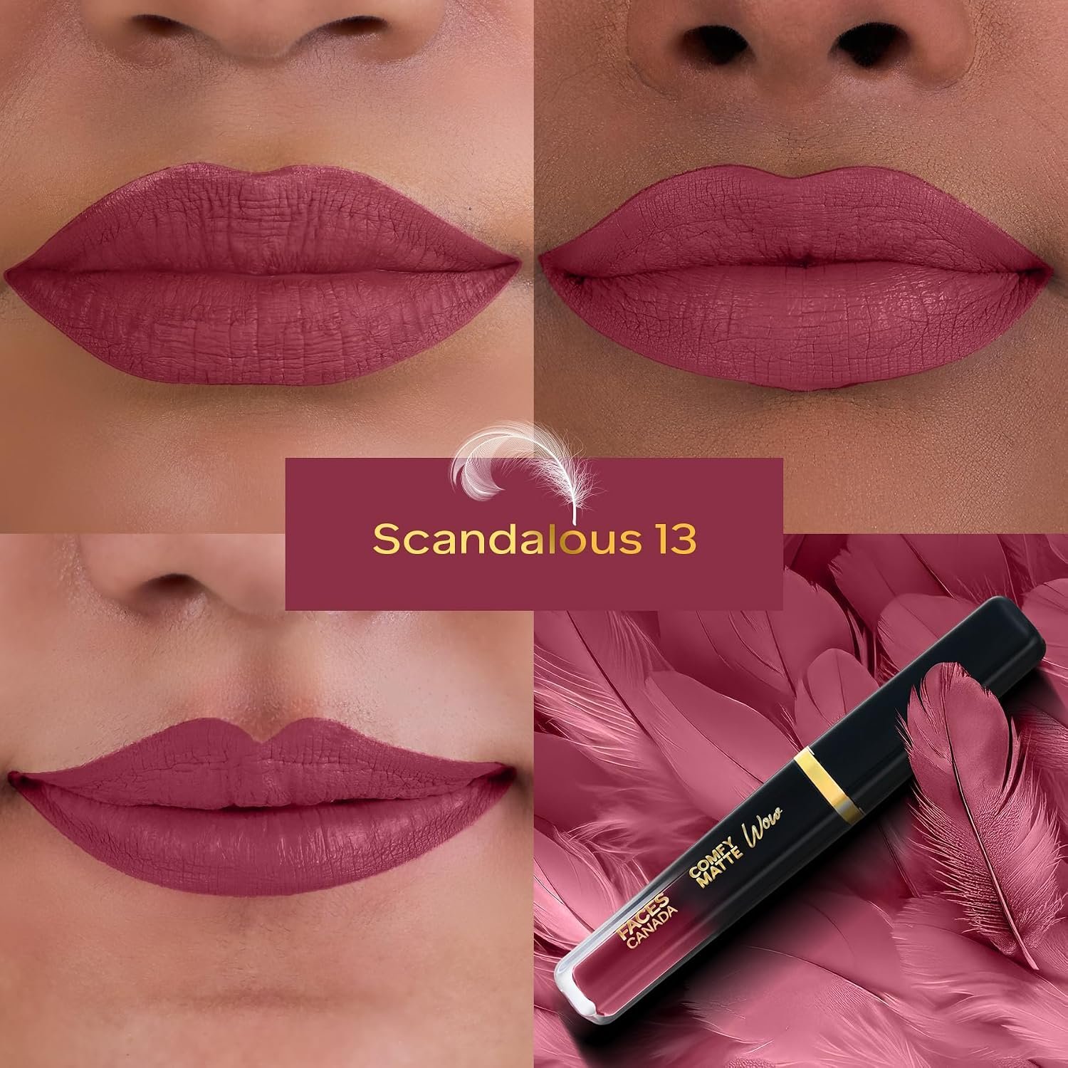 FACES CANADA Comfy Matte Wow Liquid Lipstick - Scandalous 13 (Plum) 3.8ml | One Swipe Application | Highly Pigmented | Comfortable Wear | Glides Smoothly | Long Lasting thumbnail