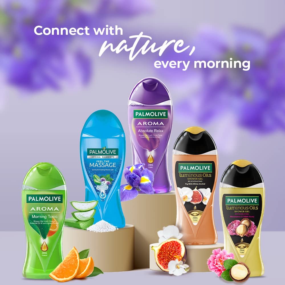 Palmolive Aroma Absolute Relax Body Wash, 250ml Shower Gel Single Bottle with a Free Loofah, 100% Natural Ylang Ylang Essential Oil & Iris Extracts for a Soft and Smooth Skin thumbnail