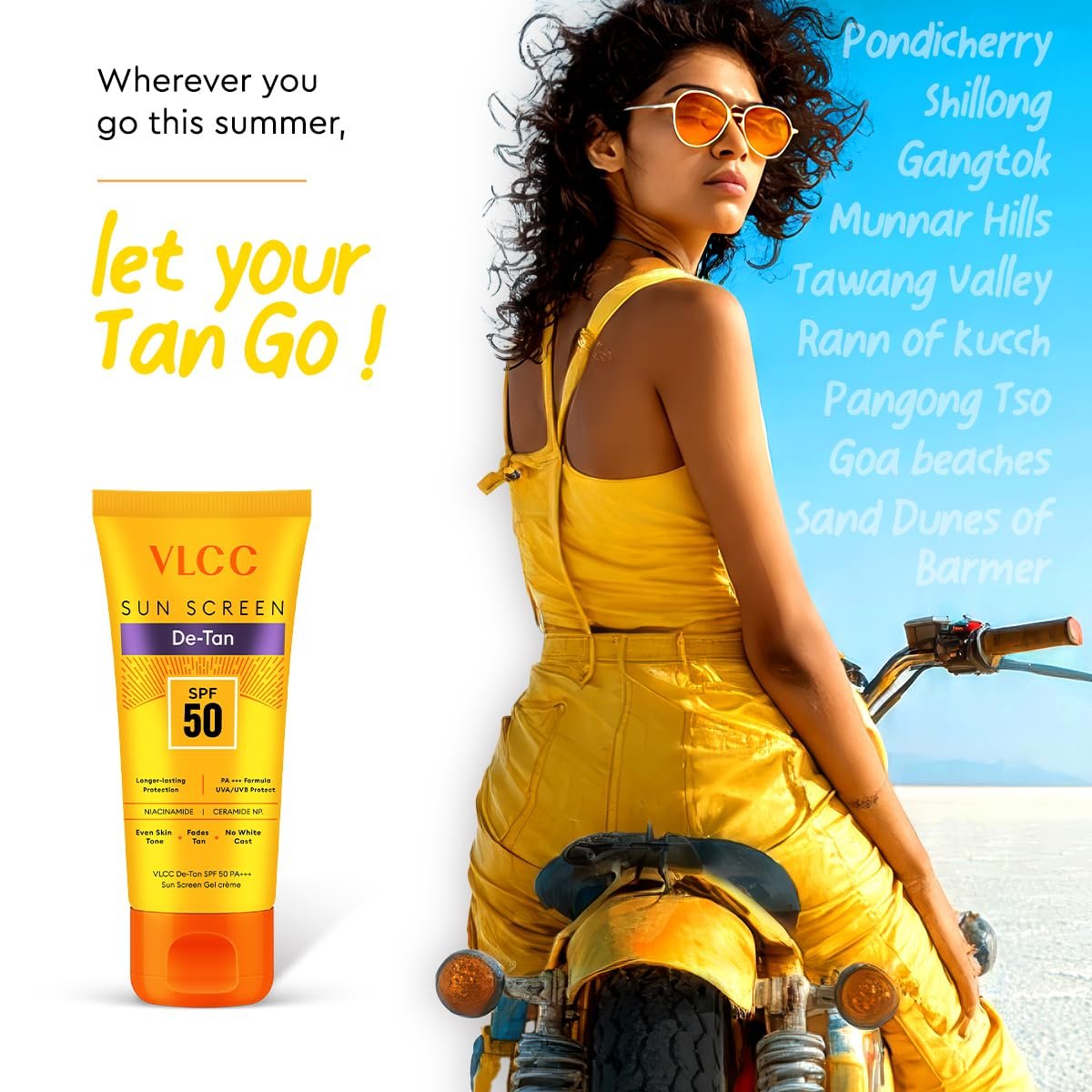 VLCC De-Tan SPF 50 PA+++ Sunscreen Gel Crème- 50g - Detans, Enhances Glow, Protects from UVA, UVB Rays, Help Reduce Dark Patches. thumbnail