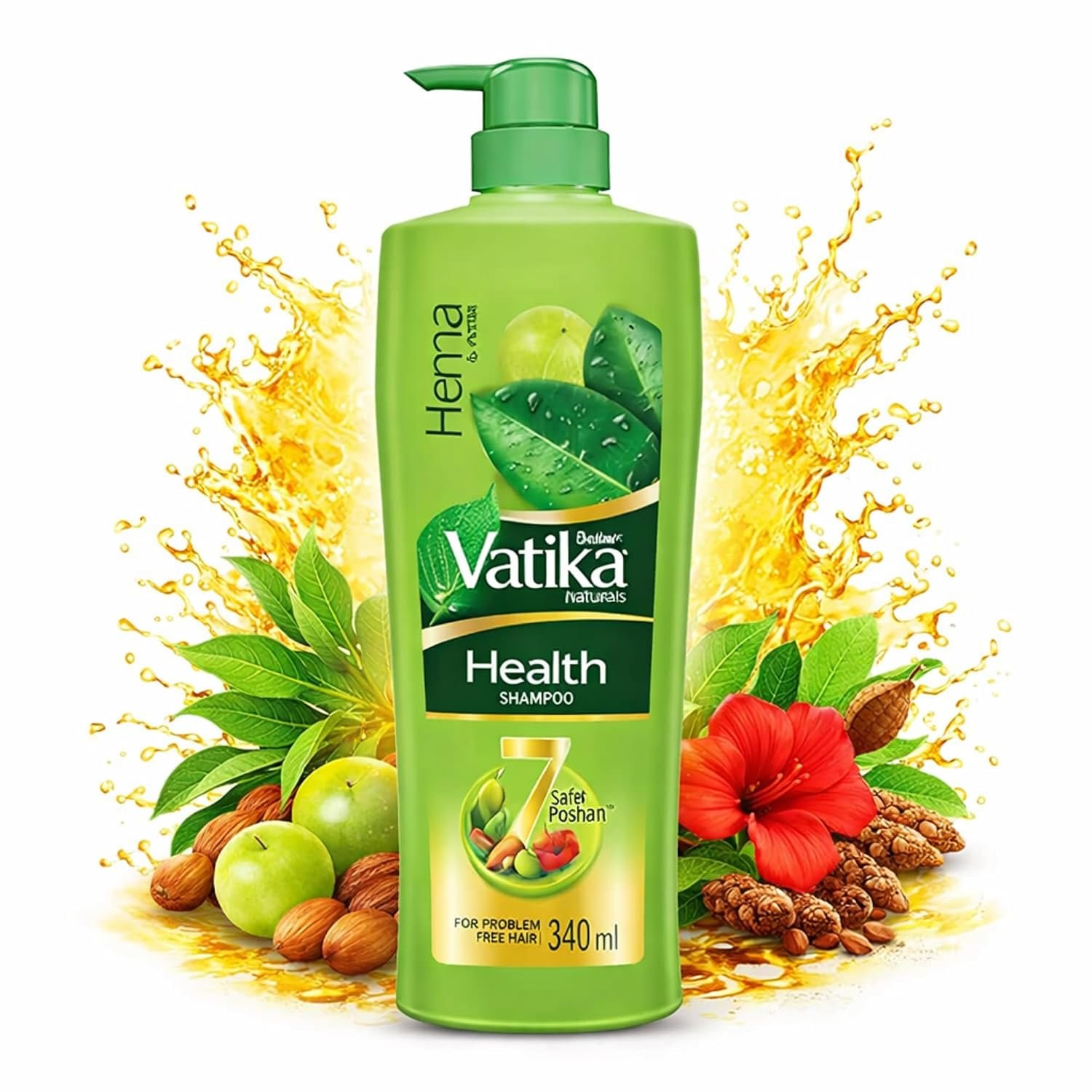 Dabur Vatika Health Shampoo - 340 ml | For Smooth, Shiny & Nourished Hair | Repairs Hair Damage, Controls Frizz | For All Hair Types | Goodness of Henna & Amla thumbnail