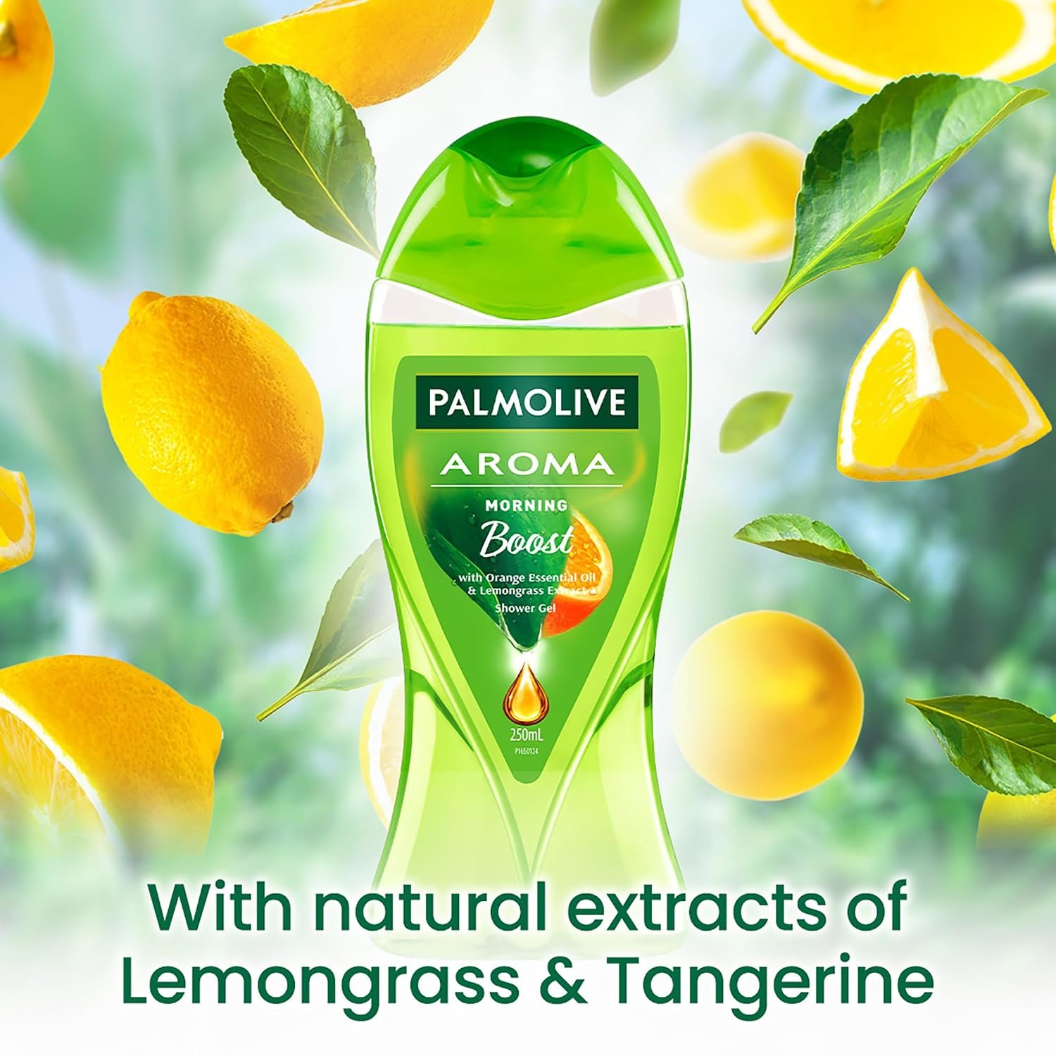 Palmolive Aroma Morning Tonic Body Wash, 250ml Shower Gel Single Bottle, 100% Natural Citrus Essential Oil & Lemongrass Extracts for a Smooth Skin, Green thumbnail