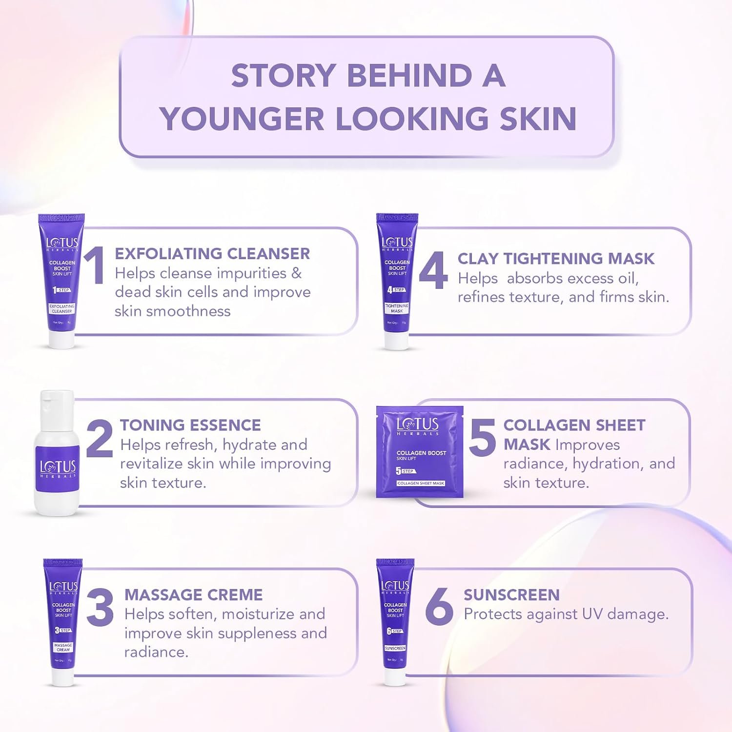 Lotus Herbals Collagen Boost Skin Lift Facial Kit 71g (6 - Step Single - Use) thumbnail