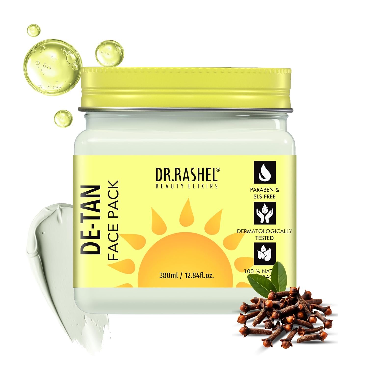 DR.RASHEL Beauty Elixirs De-Tan Face Pack for Glowing Skin, Oil Control, Acne, Pimples, Detan, Blemishes, Pigmentation & Brightening, Face Cleansing for Face & Body (380 Ml)