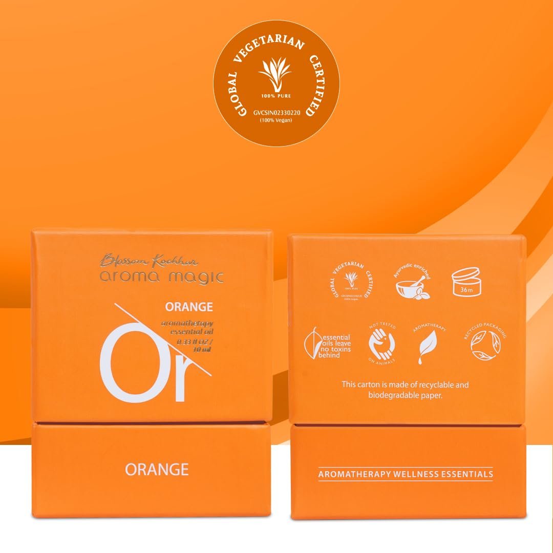 Aroma Magic Orange Essential Oil – Pure Citrus Sinensis | Natural Cleanser & Astringent for Diffusion, Massage & Skin Care – 10ml thumbnail