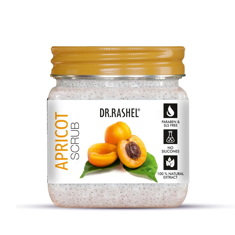 DR.RASHEL Apricot Scrub For Face & Body (380 Ml) | All Skin |Cleanser Scrub For Deep Exfoliation | Dead Skin Remover| Tan Removal | Blackhead Remover