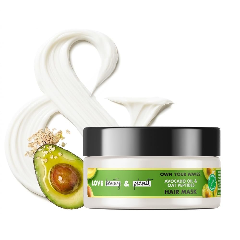 Love Beauty & Planet Avocado Oil & Peptide Hair Mask for Wavy Hair, Deeply Nourishes & Smoothens Frizz, Lightweight Formula | 85g thumbnail