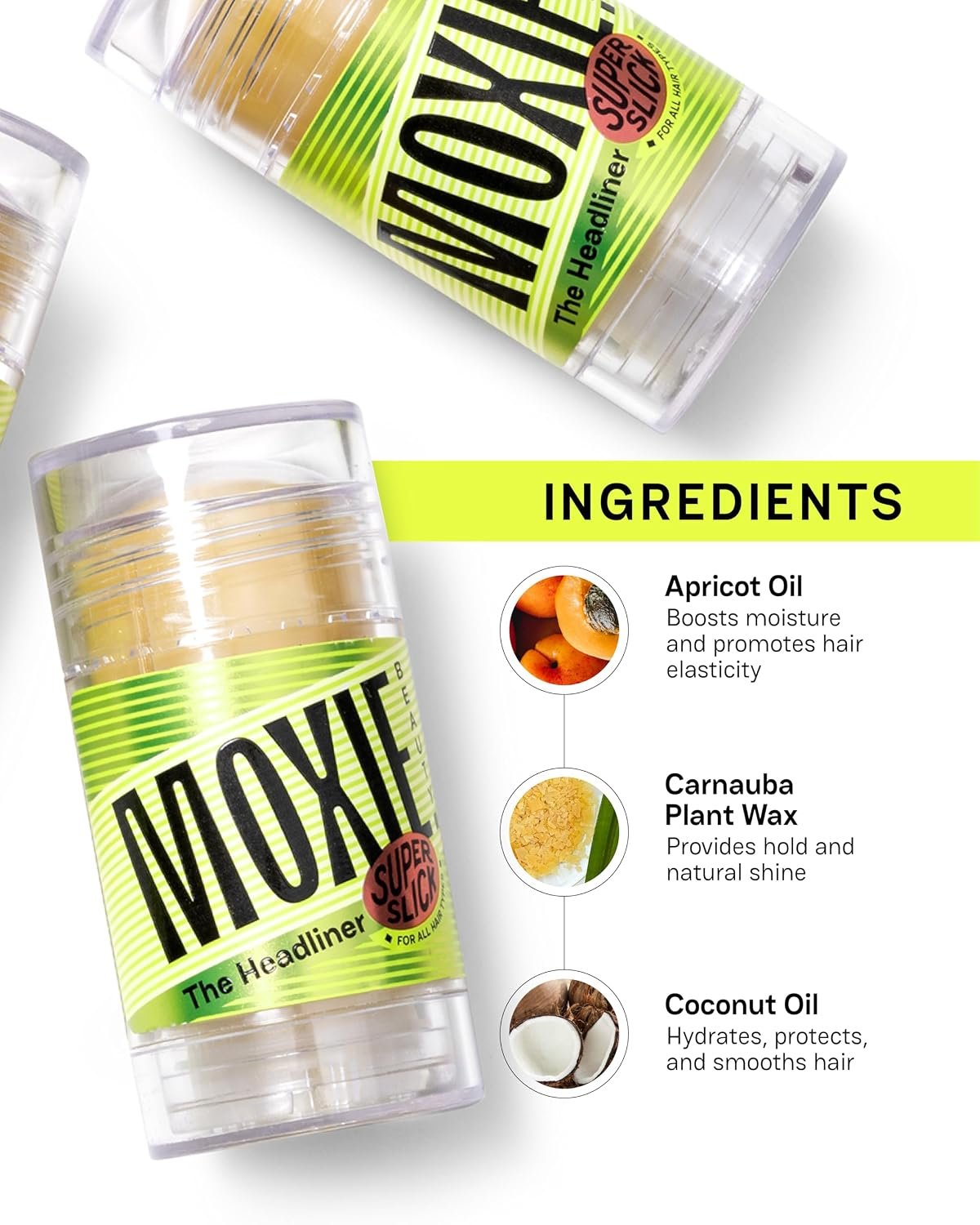 Moxie Beauty Hair Styling Duo | Wax Stick & Brush Combo | Frizz-Free | 30g A non-sticky gel wand that tames flyaways and baby hairs for sleek buns and ponytails thumbnail