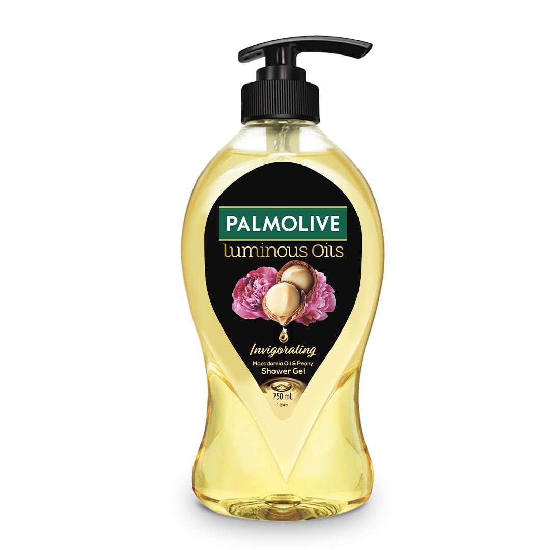 Palmolive Luminous Oil Invigorating Body Wash, 750ml Pump Bottle, 100% Natural Macadamia Oil & Peony Extracts For Everyday Freshness & Radiant Skin, PH Balanced Bodywash