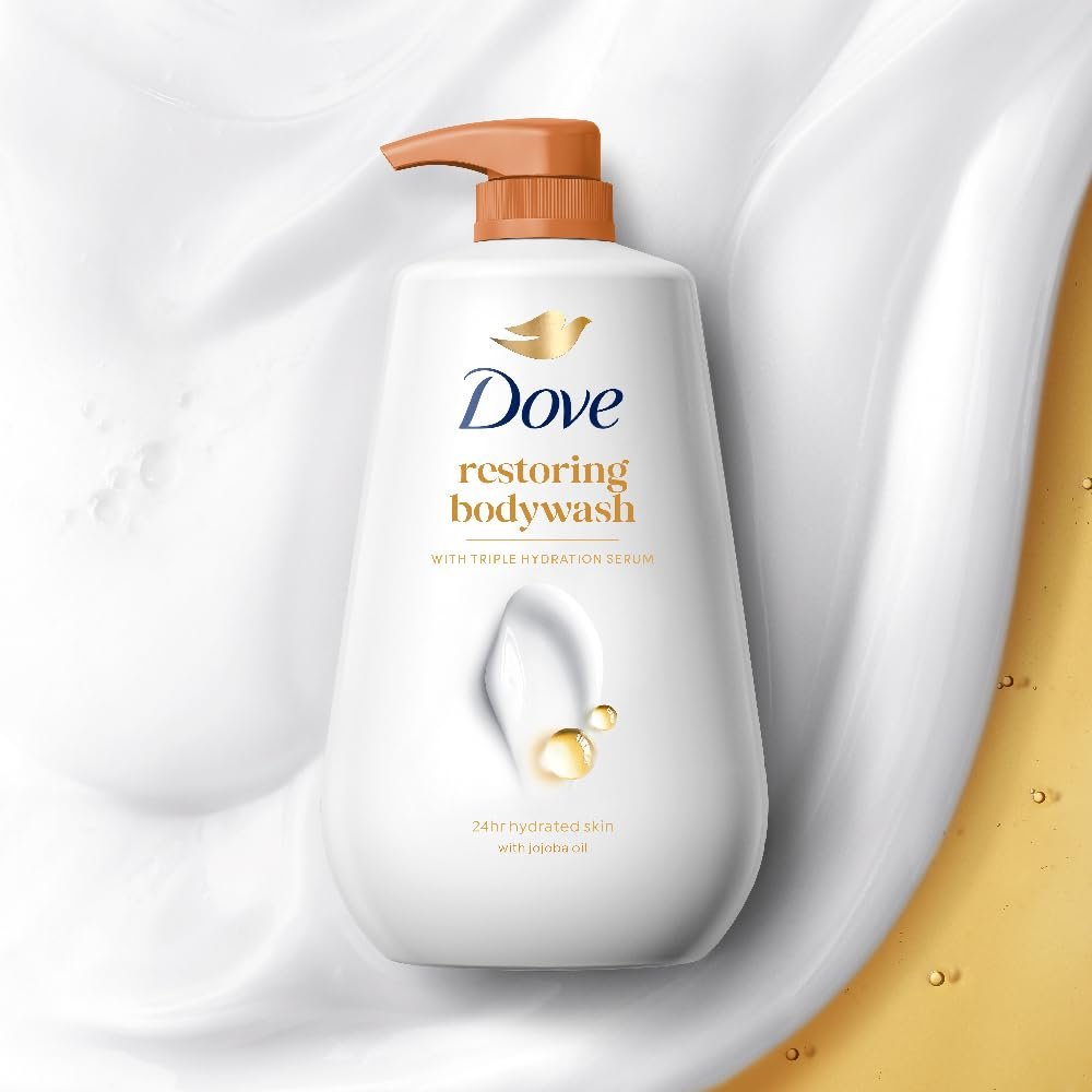 Dove Restoring Body Wash with Triple Hydration Serum for Soft, Hydrated Skin | Dove Body Wash with Jojoba Oil | Sulphate-Free Cleansers | 825 ML thumbnail
