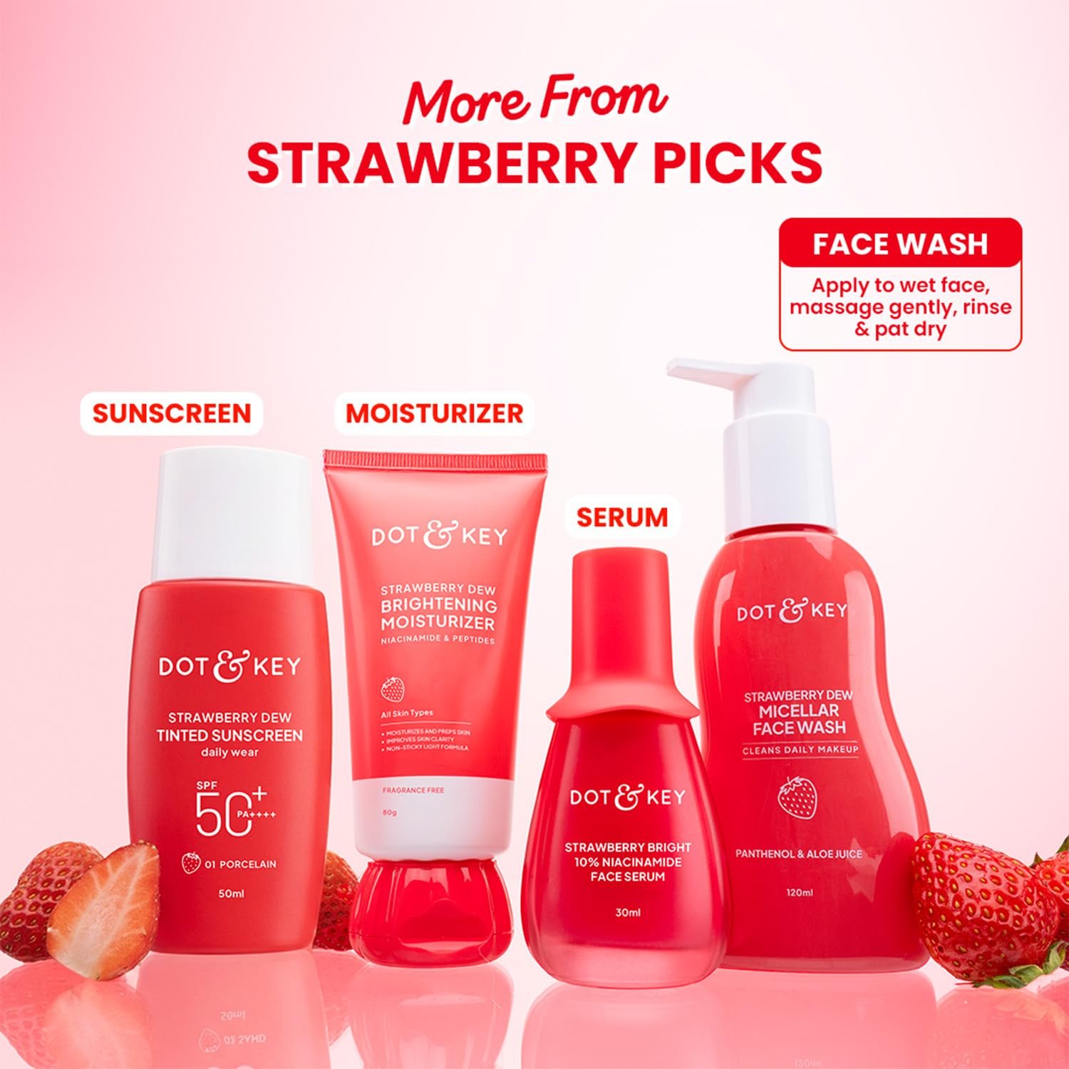 Dot & Key Strawberry Dew Micellar Face Wash, Cleanses Daily Makeup, Non-Drying & Soap-Free Formula 120ml thumbnail