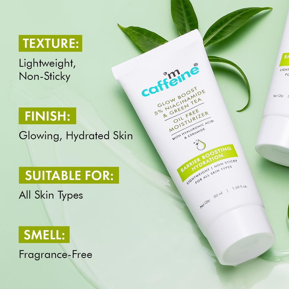 mCaffeine Glow Boost 5% Niacinamide & Green Tea Oil Free Moisturizer | Brightens & Even-Tones | 72Hrs Moisturization | Reduces Acne Marks & Blemishes | Lightweight Moisturizer  -50ml thumbnail