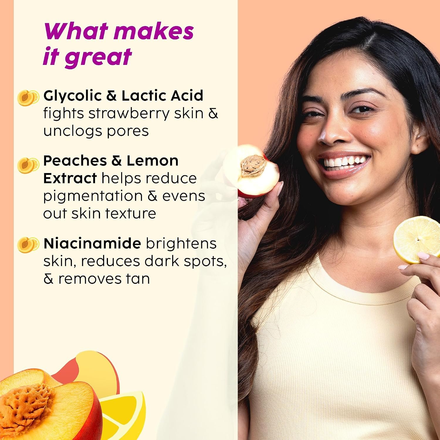 PLIX - THE PLANT FIX Peaches & Lemon Detan Bump Eraser Scrub (200g) | Exfoliating Scrub | Removes Tan & Restores Skin’s Moisture, Reduces Dark Spots, Uneven Skin Tone, & Reveals Softer Smoot thumbnail