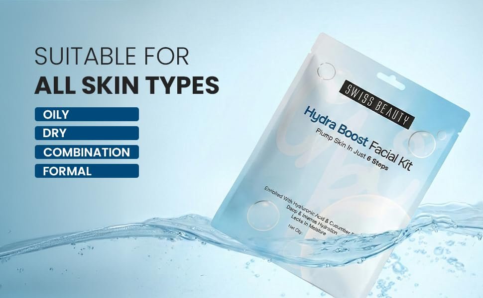 Swiss Beauty Care Hydro Boost Facial Kit | Plump Skin In 6 Steps | With Hyaluronic Acid & Cucumber Extract | Deeply Hydrates & Nourishes | 49g thumbnail