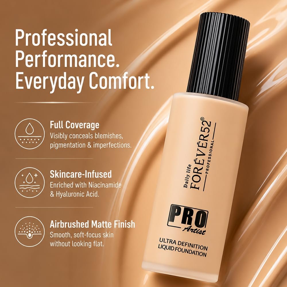 Daily Life Forever52 Pro Artist Ultra Definition Liquid Foundation| Long Lasting, Full Coverage, 24H, Waterproof & Sweatproof, Lightweight Hydrating, Oil-Free Formula – Pralines (BUF005)60ml thumbnail