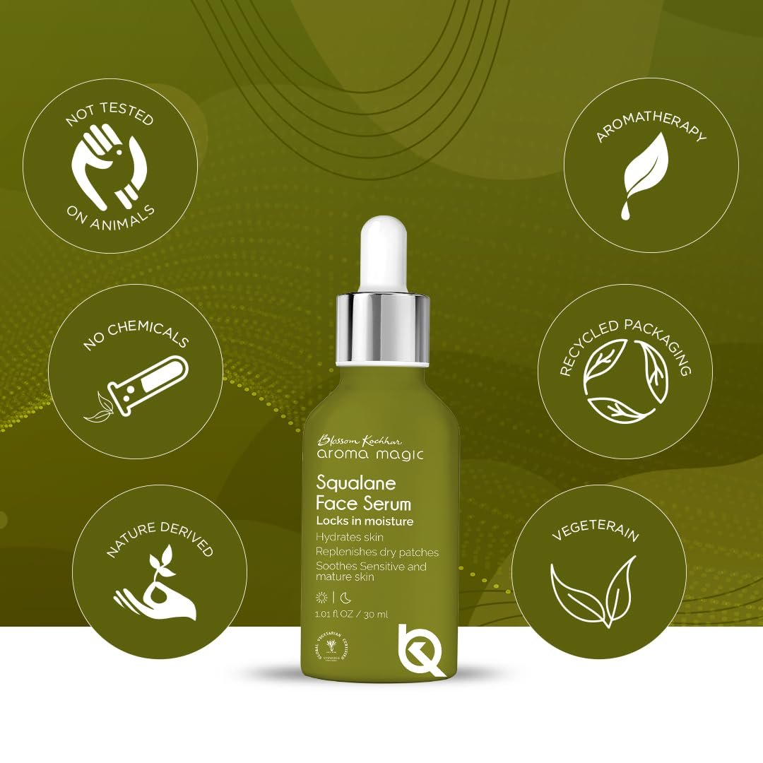 Aroma Magic Squalane Lightweight Face Serum | For Skin Hydration, Provides light Moisturization & Reduces Fine Lines, Restore Dry Patches| 30 ml thumbnail