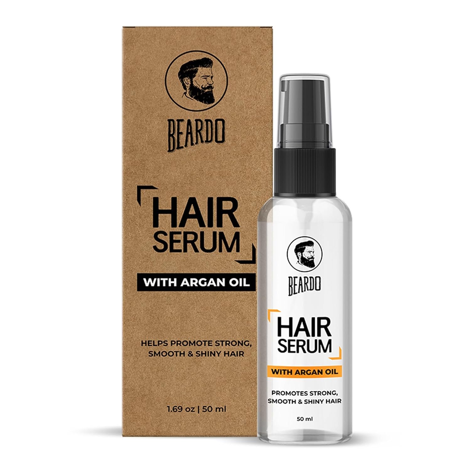 Beardo Hair Serum 50ml for Instant Shine & Anti-frizz with Argan Oil, Made for Men's Hair, Frizz-Free Hair Serum for Men