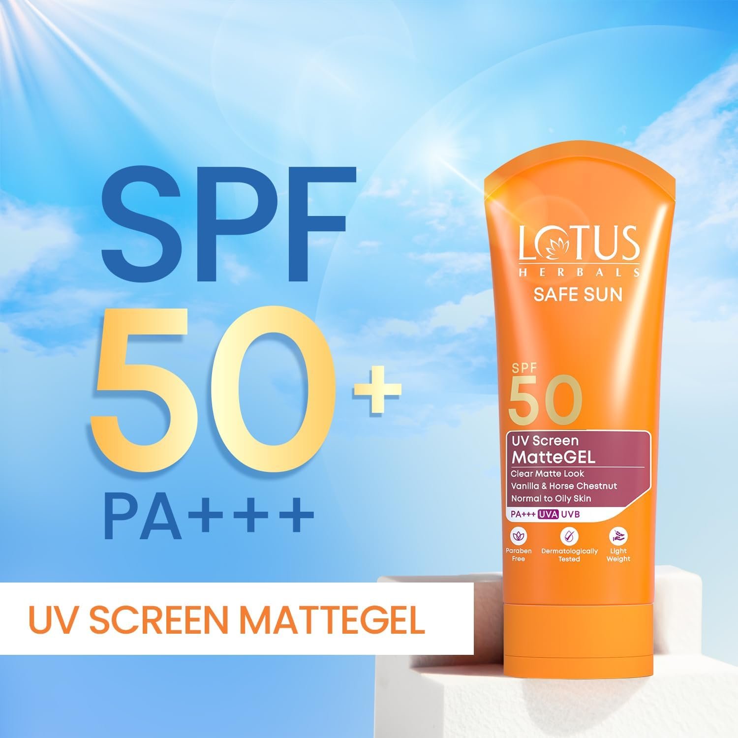 Lotus Herbals Safe Sun UV Screen Matte Gel Sunscreen SPF 50 PA+++ 50g thumbnail