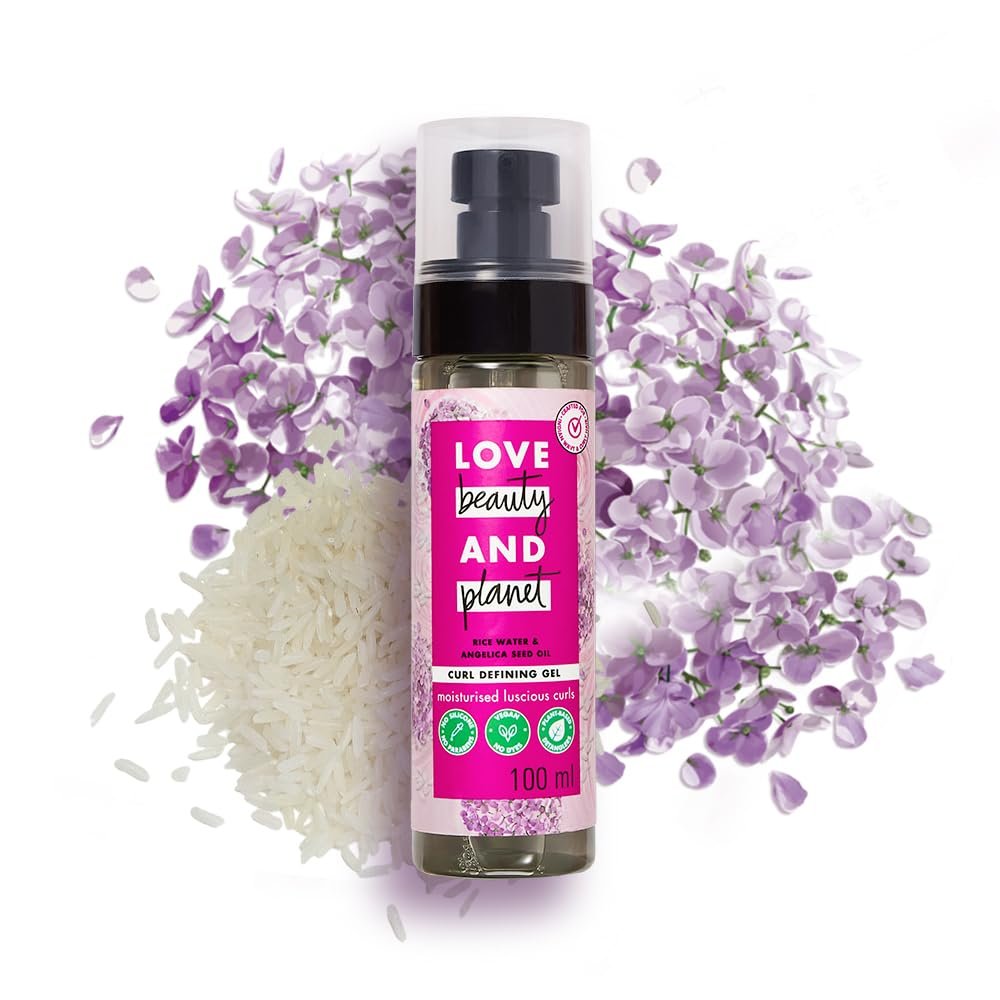 Love Beauty & Planet Rice Water & Angelica Seed Oil Curl Defining Gel | Helps Define Curls, Control Frizz & Enhance Natural Curl Shape | Silicone-Free & Dye-Free Formula | 100ml thumbnail