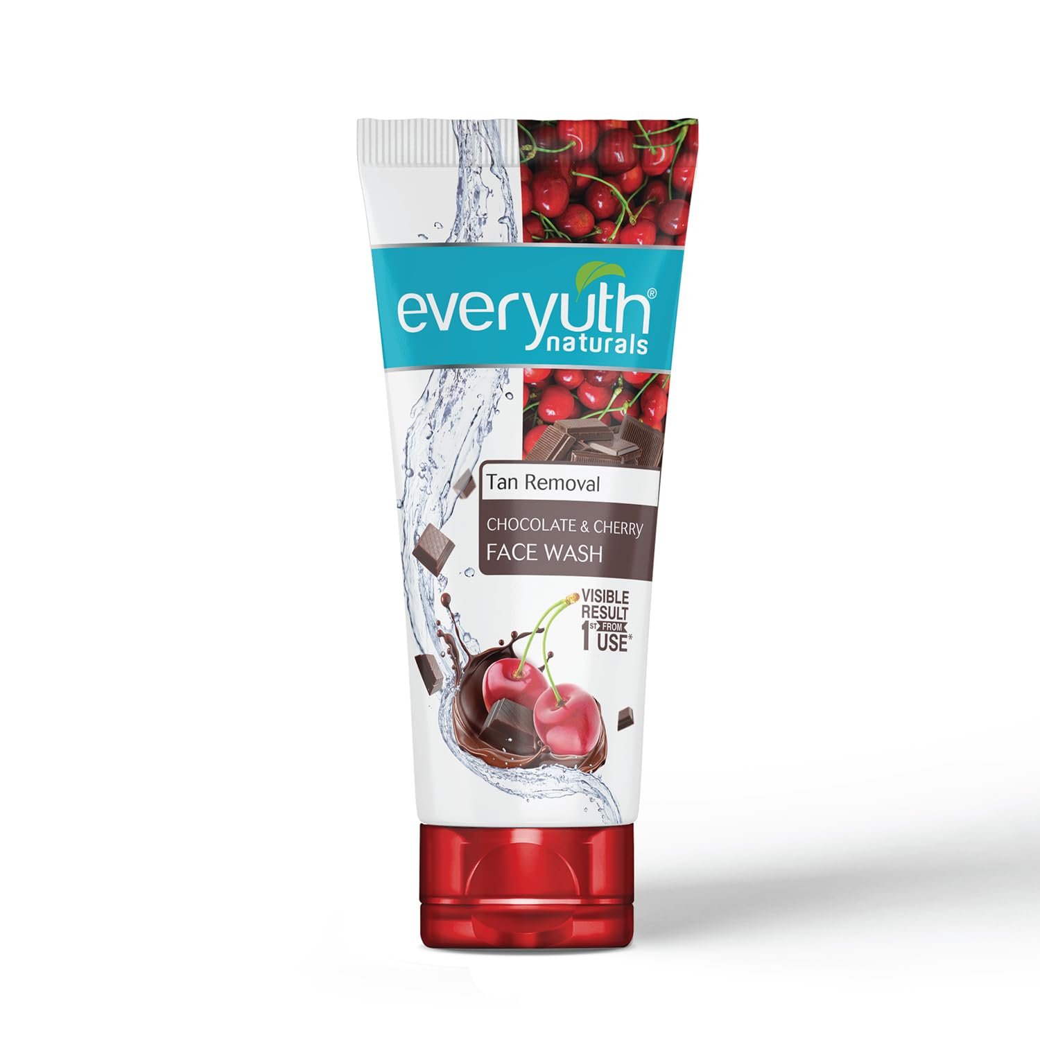 Everyuth Naturals Tan Removal Chocolate & Cherry Face Wash| DeTan Daily|Visible Result from 1st use| For Oily, Dry, Normal, Combination & Sensitive Skin |150g Tube1