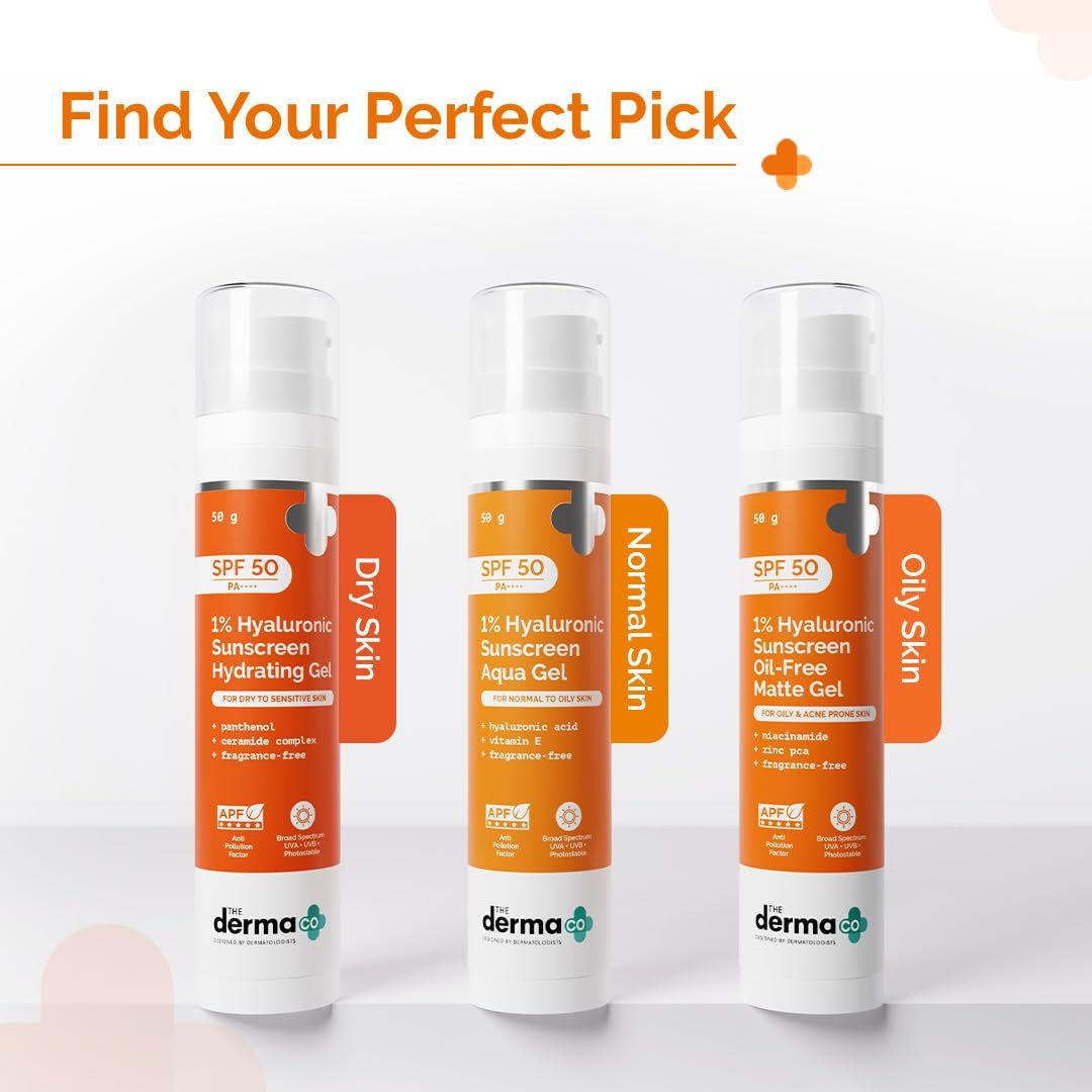 The Derma Co 1% Hyaluronic Sunscreen Aqua Gel SPF 50 PA++++ | Hydrating, Lightweight & Non-Greasy |  Clinically Tested - (In-Vivo) | PPD-39 | 50 g thumbnail
