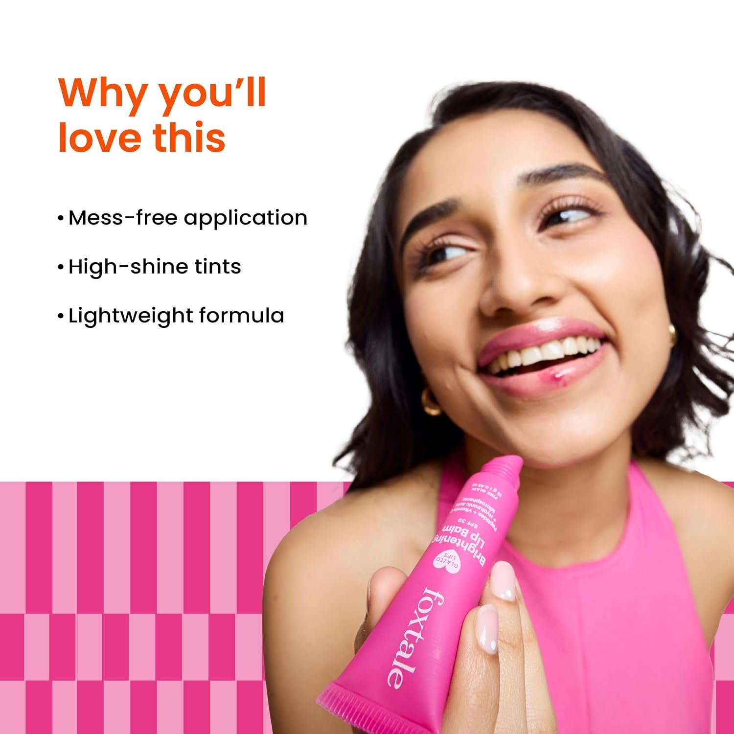 Foxtale SPF 30 Brightening Lip Balm for Dark Lips with Peptides & Vitamin C | Brightens | Hydrates | Tinted Lip Balm - Pink Glaze 12gm thumbnail