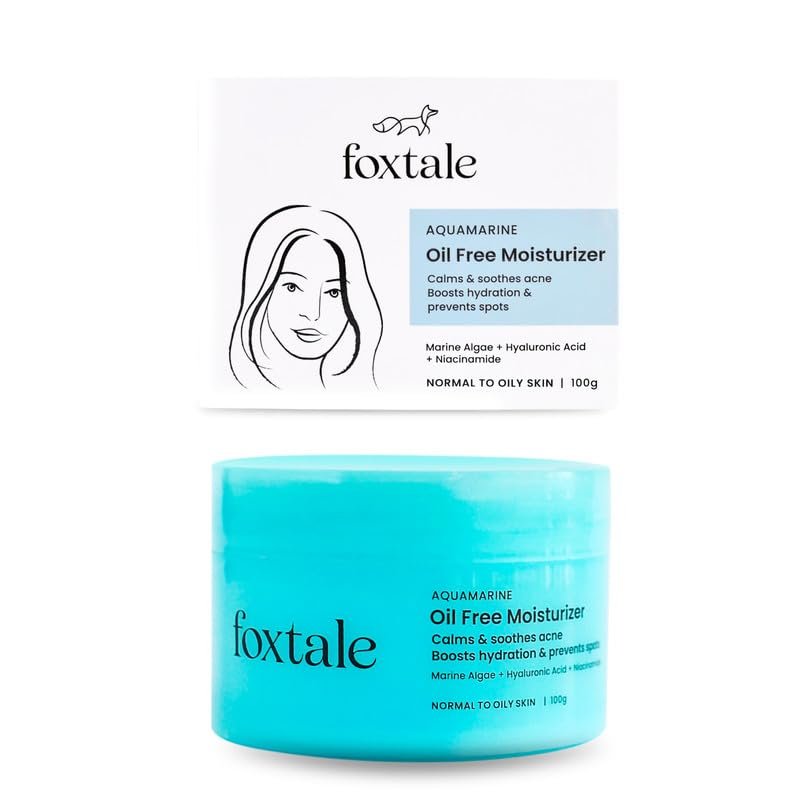 Foxtale Oil-Free Gel Moisturizer for Face | Hyaluronic Acid, Niacinamide, Betaine, Marine Algae| Boosts Hydration, Brightens Skin, Soothes Acne| Lightweight for Oily, Acne-Prone Skin | 100g