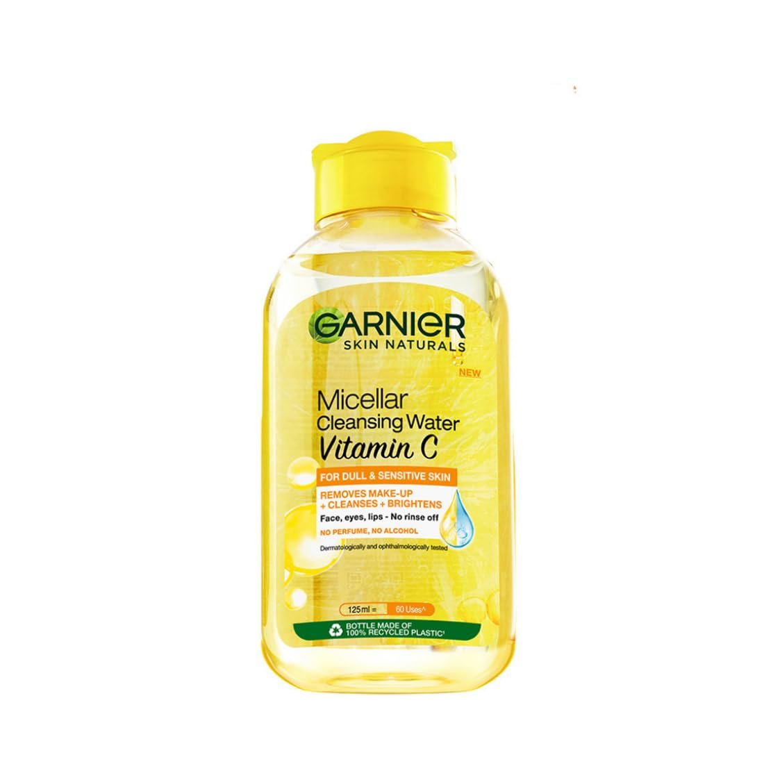 Garnier Vitamin C Micellar Cleansing Water- For Bright Skin, 125ml Removes up to 100% of makeup alongside dirt and impurities without over-drying your skin |