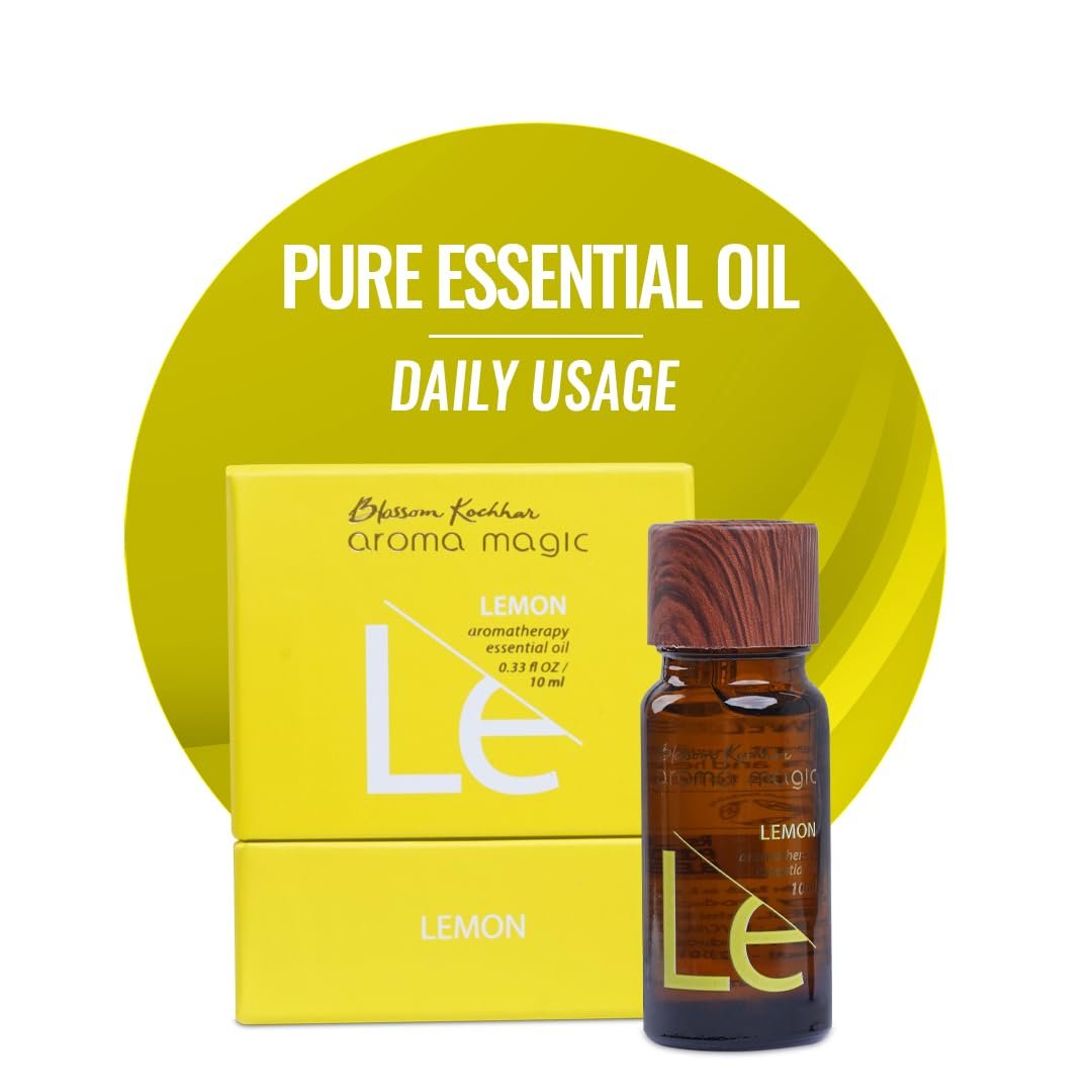 Aroma Magic Lemon Essential Oil – Pure Liquid Sunshine for Freshness, Skin Detox, Insect Bites & Hair Care – Natural Freshener – 10ml thumbnail