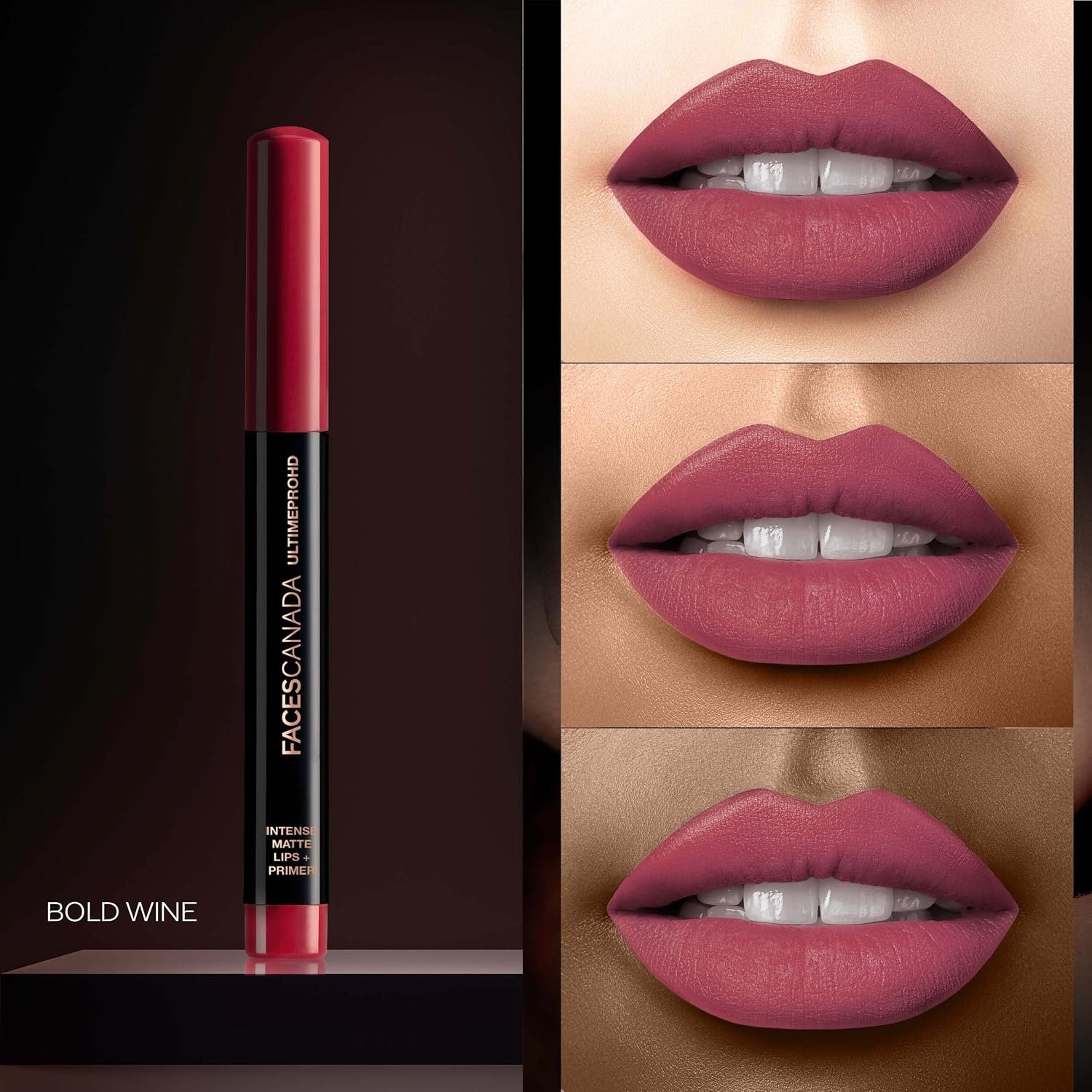 FACES CANADA Ultime Pro HD Intense Matte Lips + Primer - Bold Wine 11, 1.4g | 9HR Long Stay | Primer Infused For Flawless HD Matte Finish | Intense Color Lightweight Silky Smooth Cream thumbnail