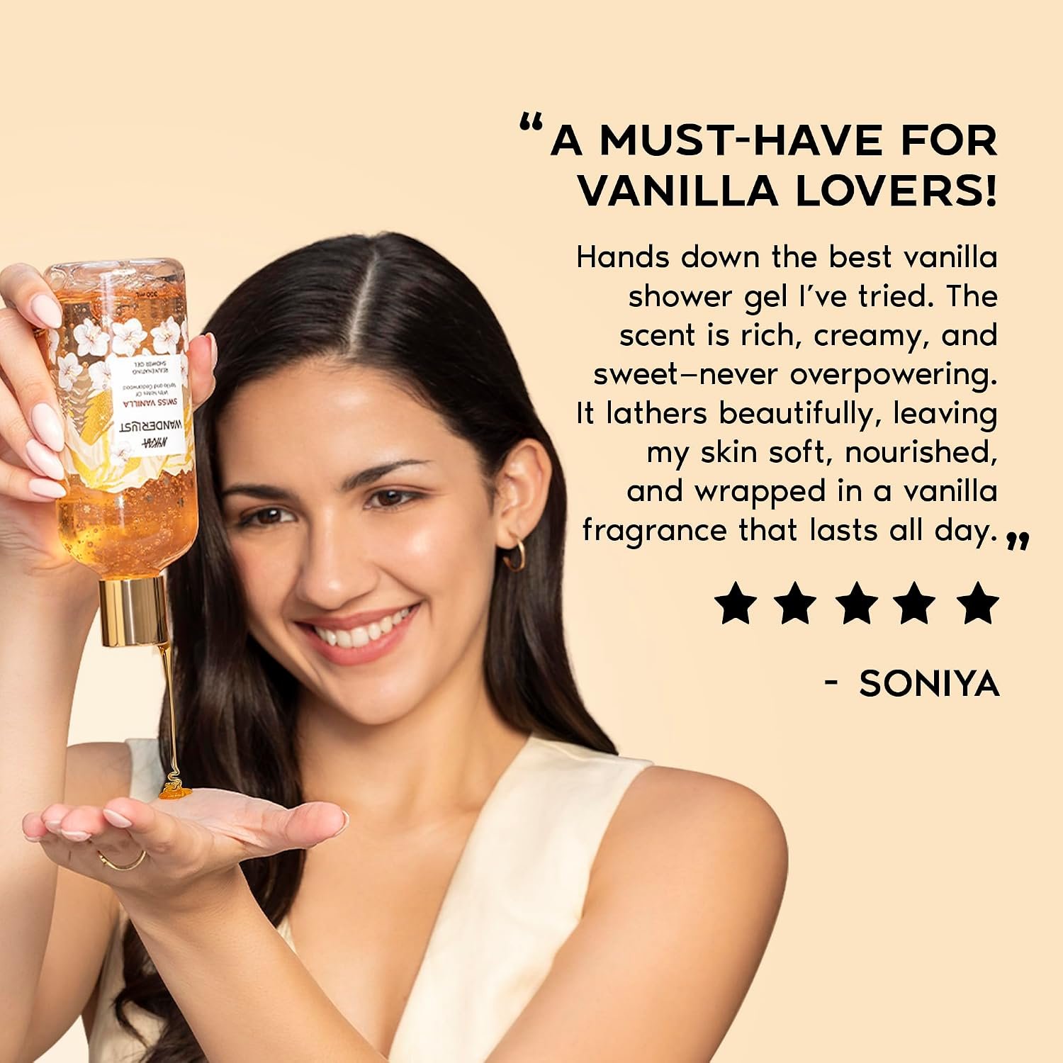 Nykaa Wanderlust Swiss Vanilla Hydrating Perfume Body Wash, Vanilla & Cedarwood, Vitamin E & Glycerine, Shower Gel for Smooth & Soft Skin, Long-lasting Fragrance, No Parabens thumbnail