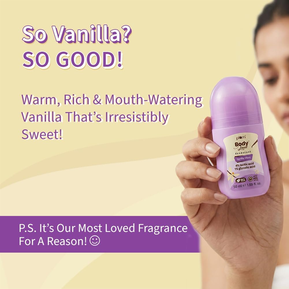 Plum BodyLovin' Vanilla Vibes Underarm Roll On for Women | Warm Vanilla Fragrance Underarm Roll On | 50ml thumbnail