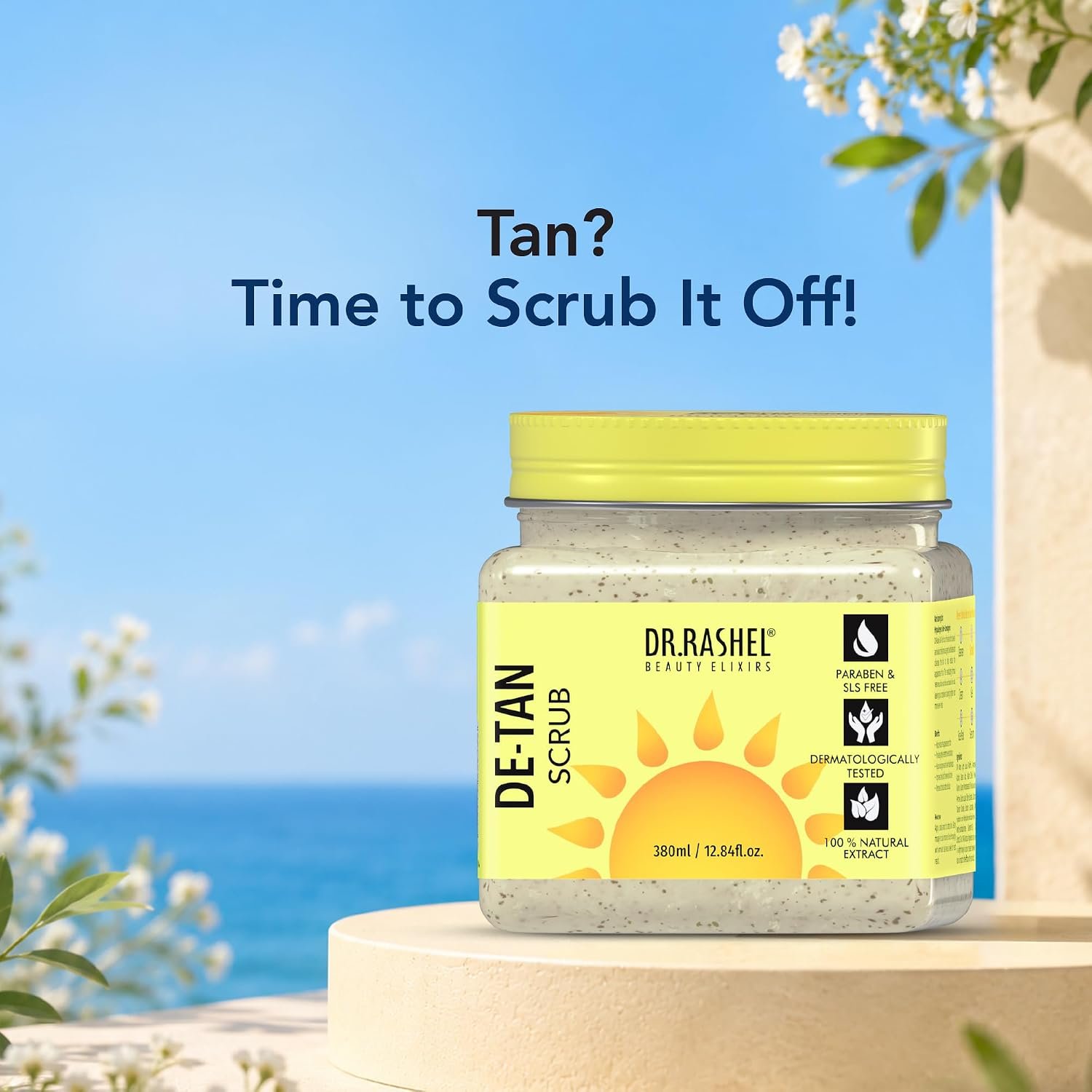 DR.RASHEL Beauty Elixirs De-Tan Scrub for Face & Body with Vitamin C, Walnut Shell Removes Tan, Dead Skin & Blackheads Deep Exfoliating Scrub for Men & Women 380ml thumbnail