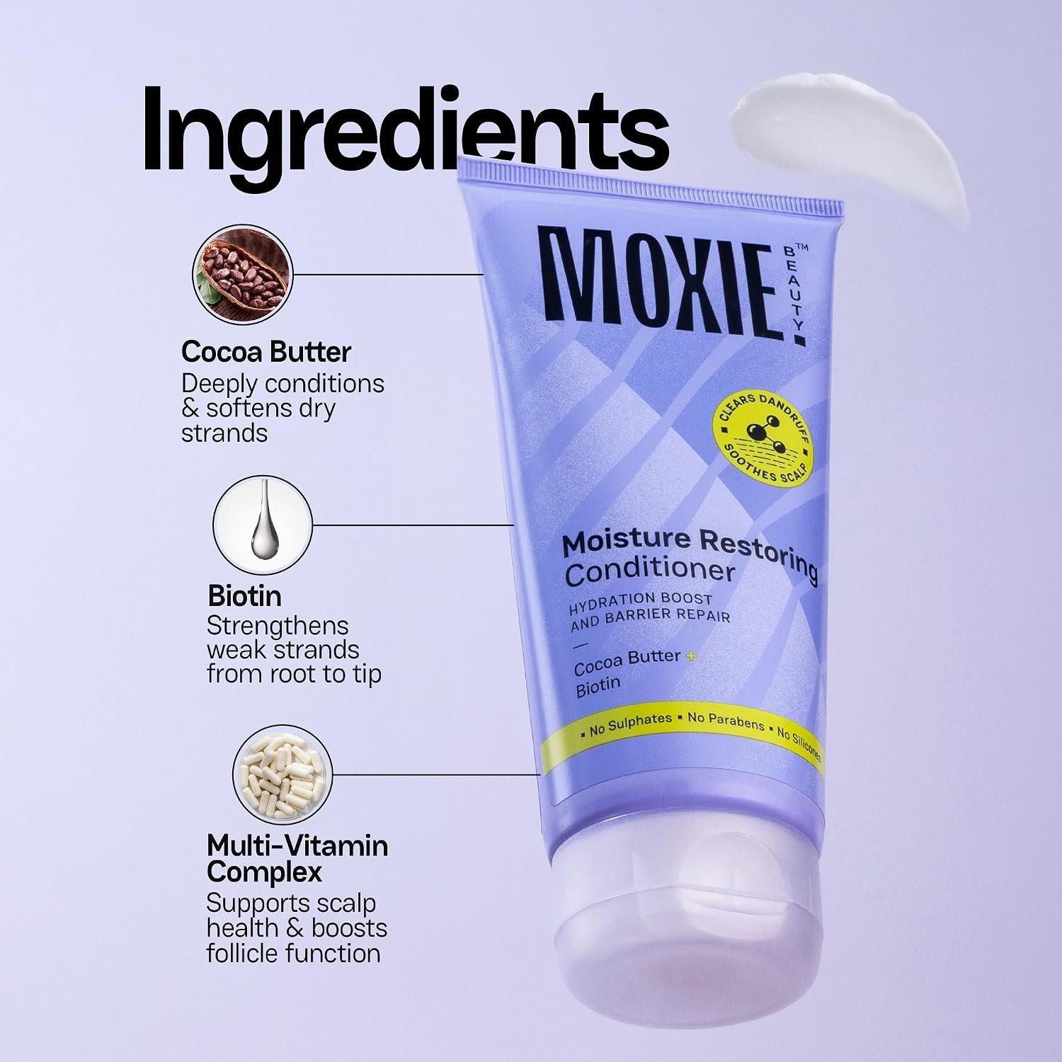 Moxie Beauty Moisture Restoring Conditioner with Cocoa Butter Biotin 175 ml Silicone-Free Conditioner | Cocoa Butter & Biotin | Deep Hydration, Softness & Smoothness | Lightweight Formula thumbnail