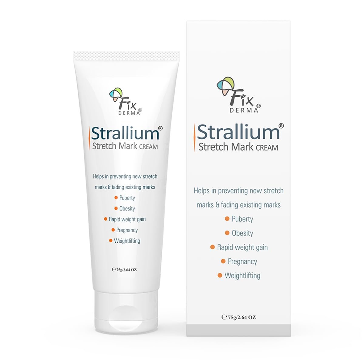 Fixderma Strallium Stretch Mark Cream, Removes Pregnancy stretch marks, Scar removal and Moisturizing Cream, Stretch mark remover for Stomach, thighs & all body parts- 75g thumbnail