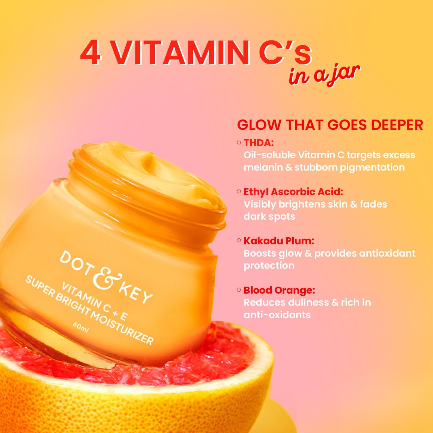 Dot & Key Vitamin C + E Super Bright Gel Moisturizer For Face, Visibly Boosts Glow, For All Skin Types 25ml thumbnail