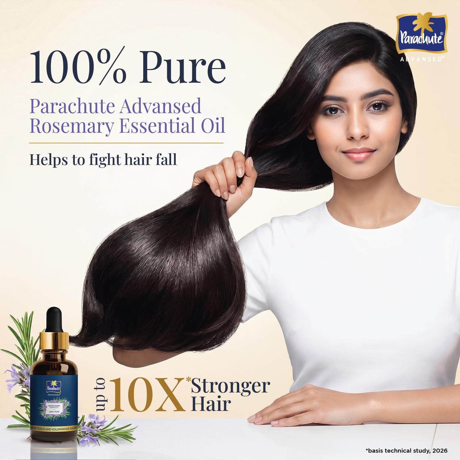 Parachute Advansed Rosemary Essential Oil | 100% Pure | Hair Growth & Hair Fall Control | Thick & Voluminous Hair |14ml thumbnail