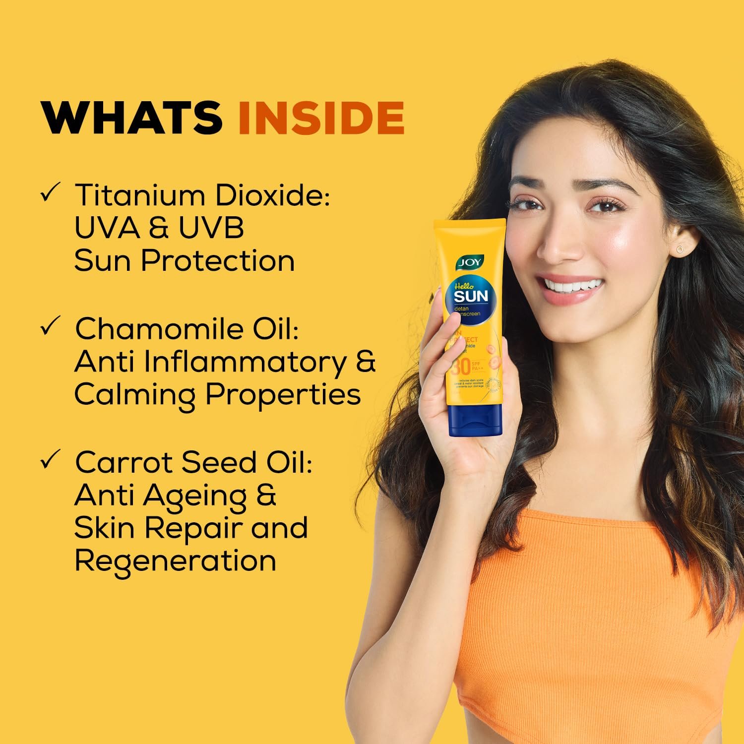 Joy Broad Spectrum SPF 30 Face & Body Sunscreen (100ml) | INVIVO Tested | Sunblock & Anti Tan Sunscreen For Normal to Oily Skin | Lightweight, Non Greasy & Zero White Cast thumbnail