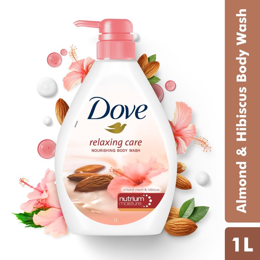 Dove Relaxing Almond Cream & Hibiscus Body Wash – 1L | Nourishing Cleansing for Soft, Smooth & Replenished Skin with a Sweet, Soothing Scent thumbnail