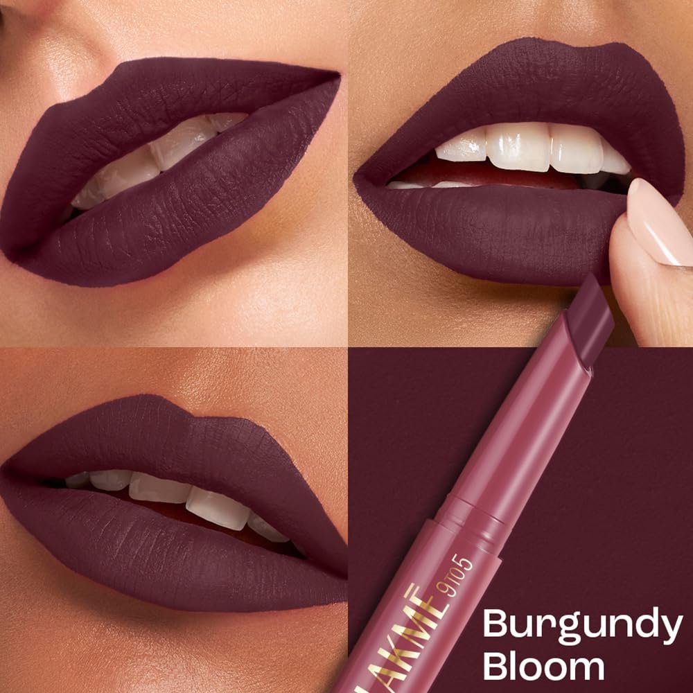 Lakme 9 to 5 Forever Matte Lip Crayon, Burgundy Bloom, 1.1g, for Smooth and Supple Lips, with Vitamin C, Matte Finish, 8 Hr Hydration, Long Lasting all day comfort, Retractable Crayon thumbnail