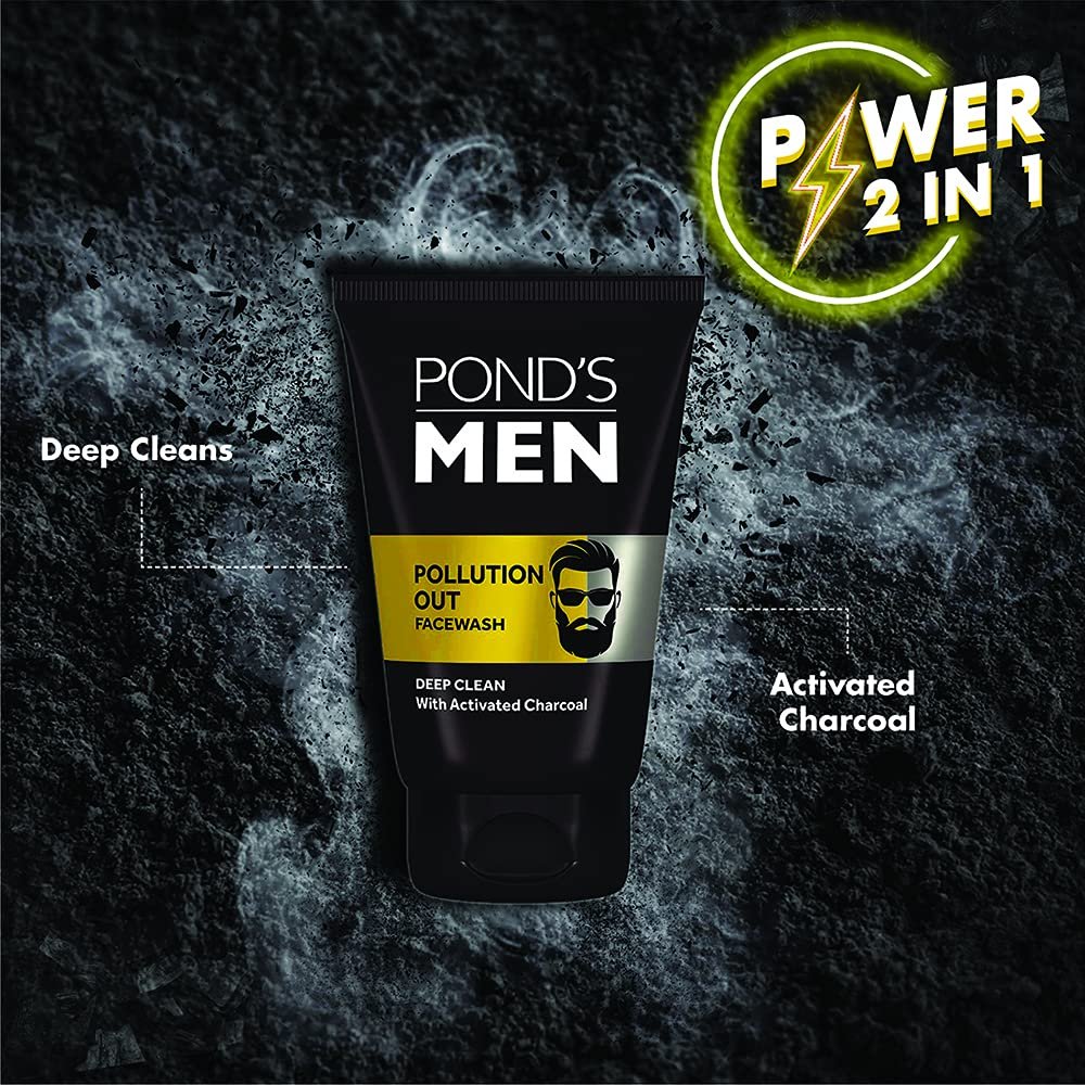 Pond's Men Pollution Out Activated Charcoal Deep Clean Facewash|| 100 g thumbnail