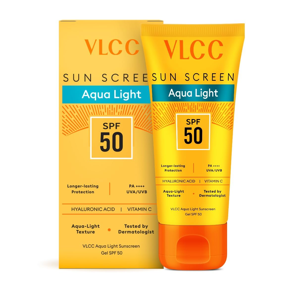 VLCC Aqua Light Sunscreen Gel SPF 50 PA+++ | Fast-Absorbing, Non-Greasy, No White Cast | Broad Spectrum UV Protection | Hyaluronic Acid & Vitamin C | 100g thumbnail